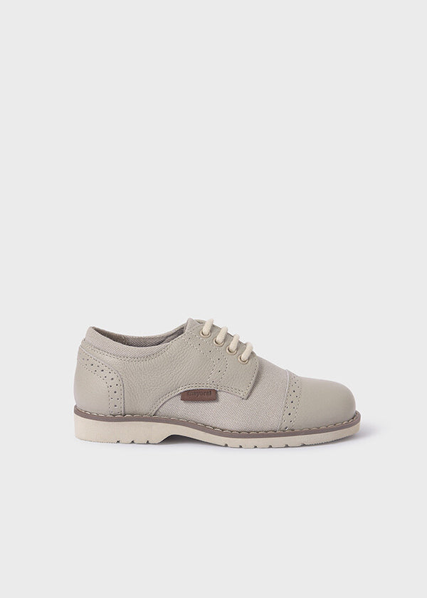 Sapatos oxford pele/tecido