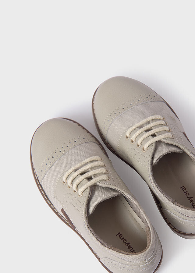 Sapatos oxford pele/tecido