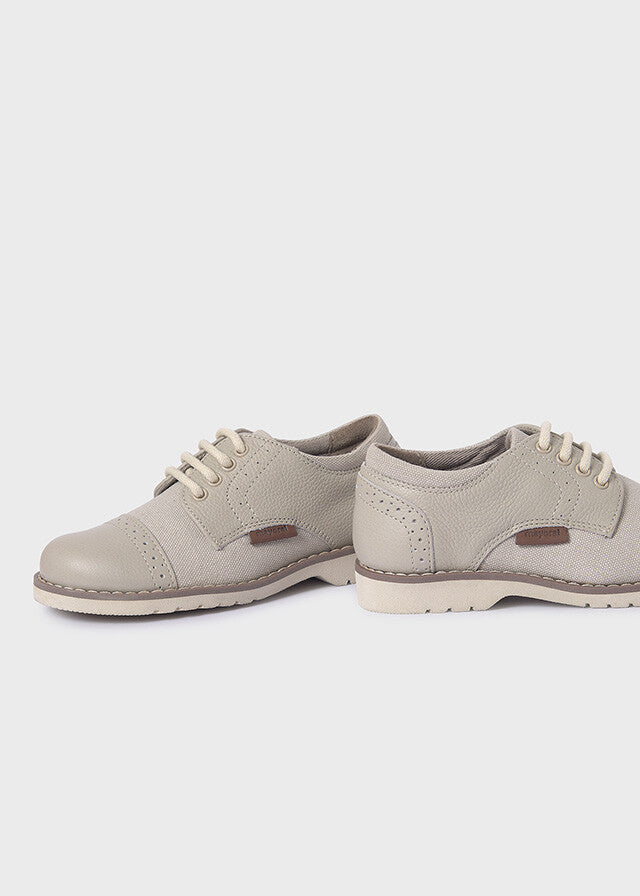 Sapatos oxford pele/tecido