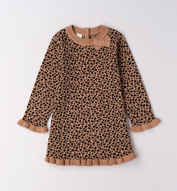 Leopard print girls` dress