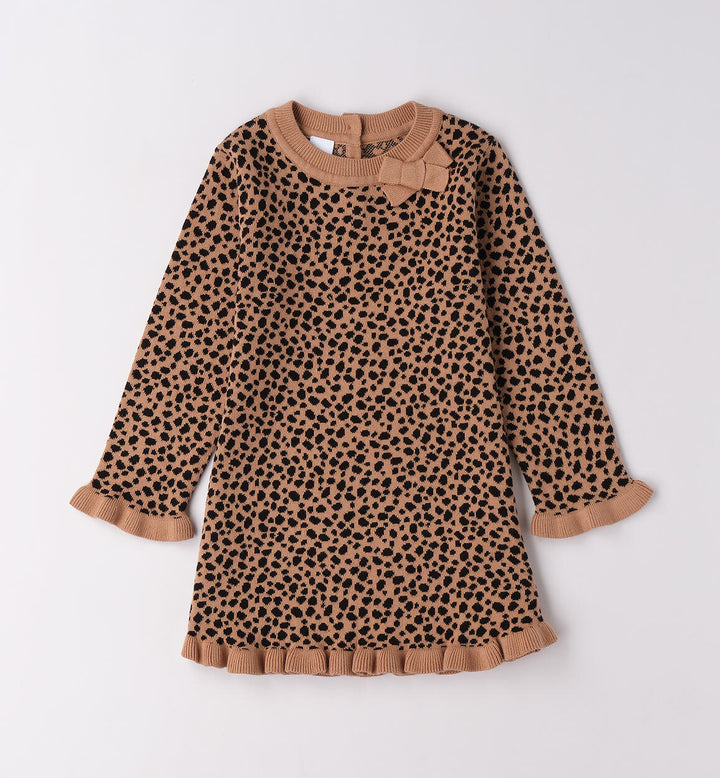 Leopard print girls` dress