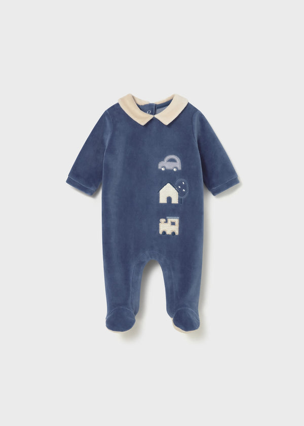 Babygrow aveludado com gola recém nascido