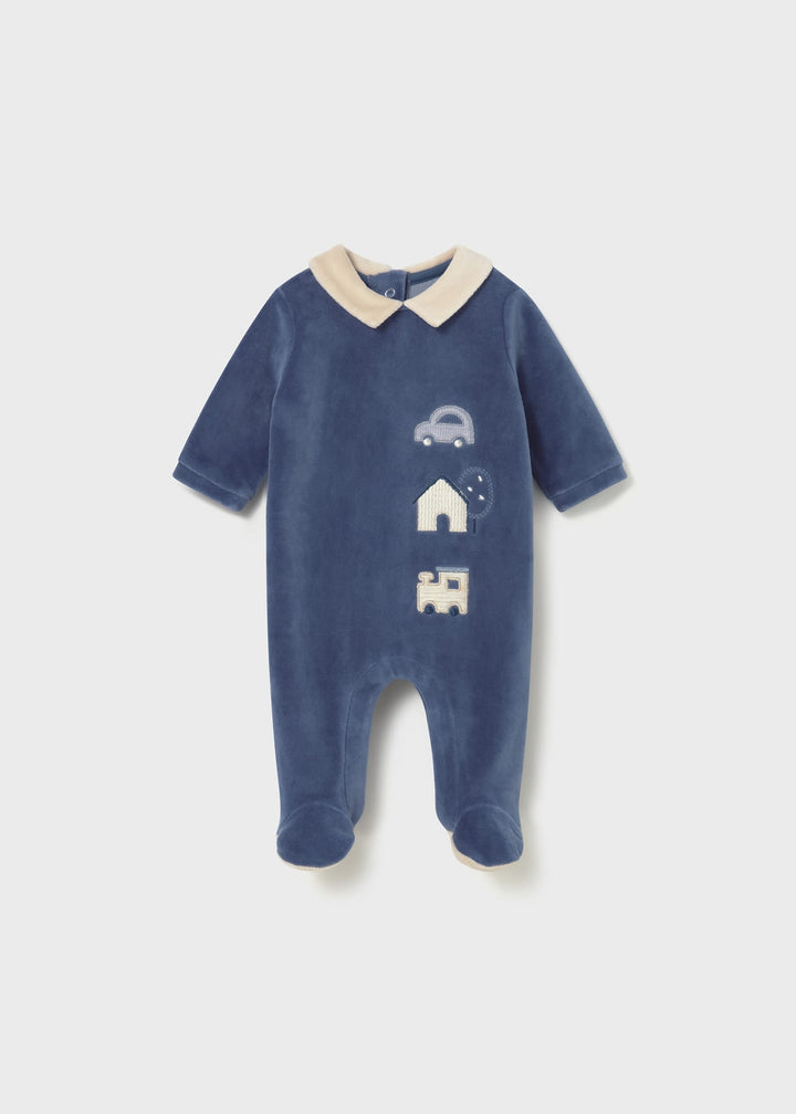 Babygrow aveludado com gola recém nascido