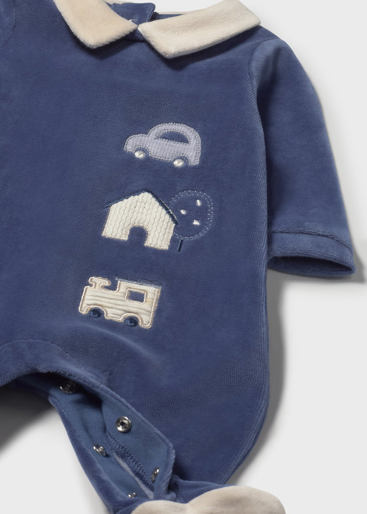 Babygrow aveludado com gola recém nascido