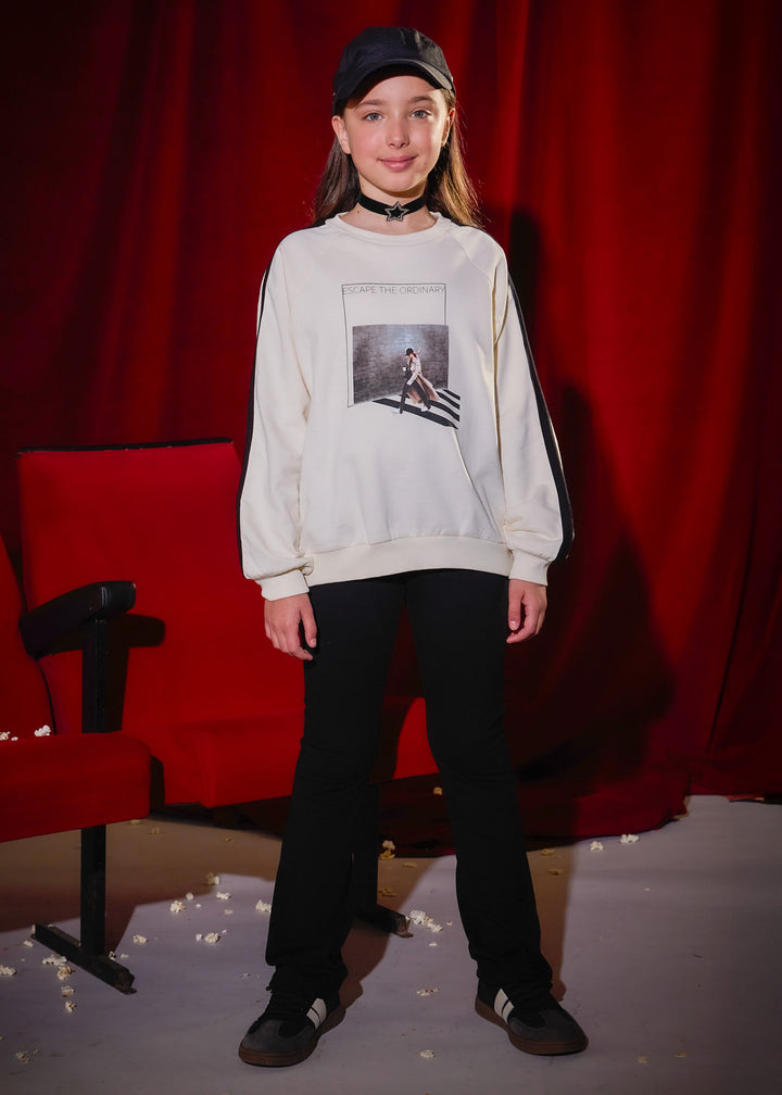 Conjunto leggings flared e sweat rapariga