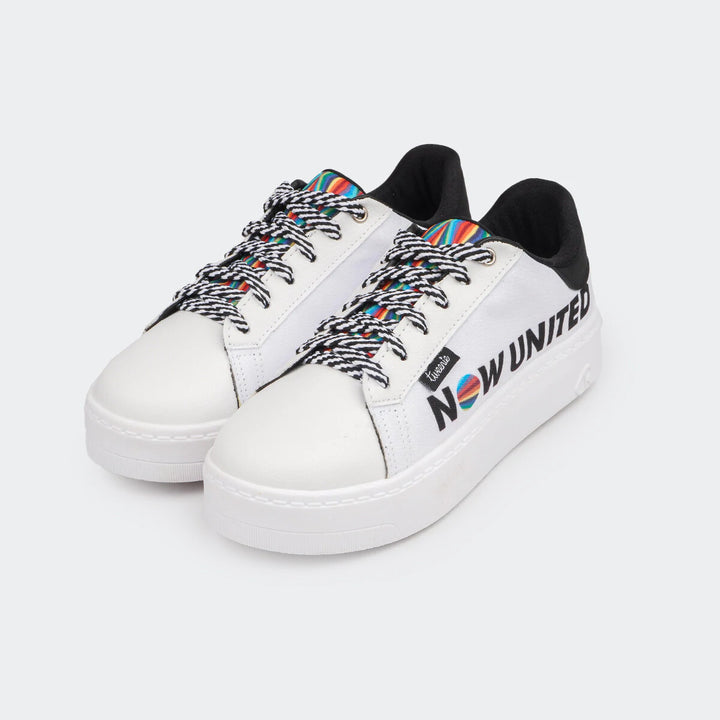 Sapatilha Now United By Tweenie Feminino #Play Cadarço Listrado Branco