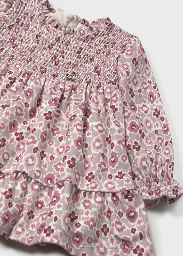 Vestido aveludado com folho bebé