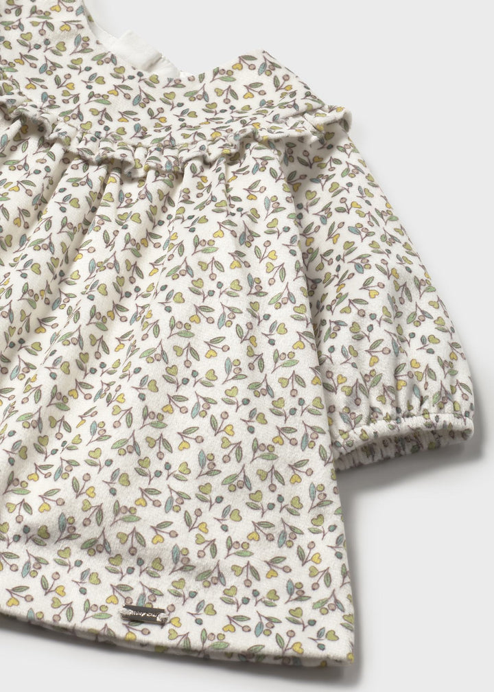 Vestido aveludado estampado recém nascida